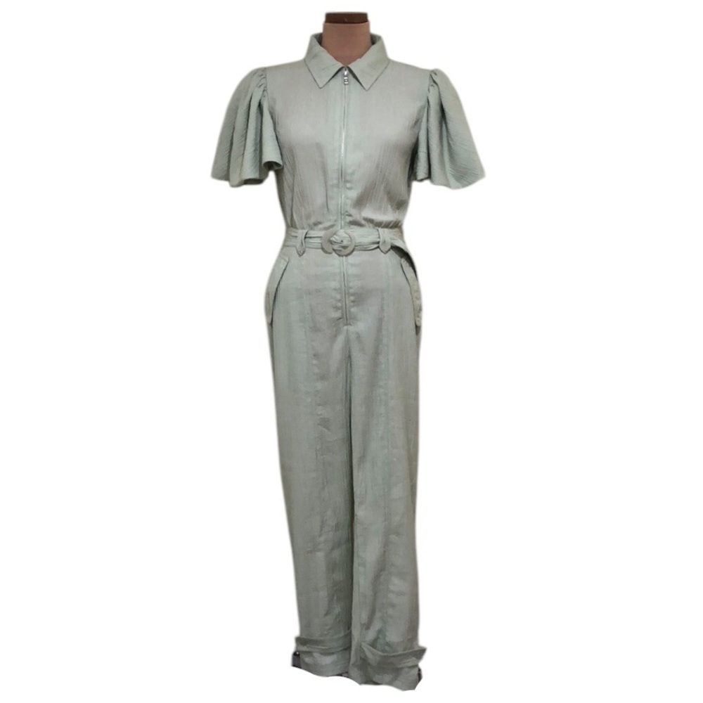 Jonathan Simkhai Ruffle Jumpsuit 4 Pistachio Pastel Green